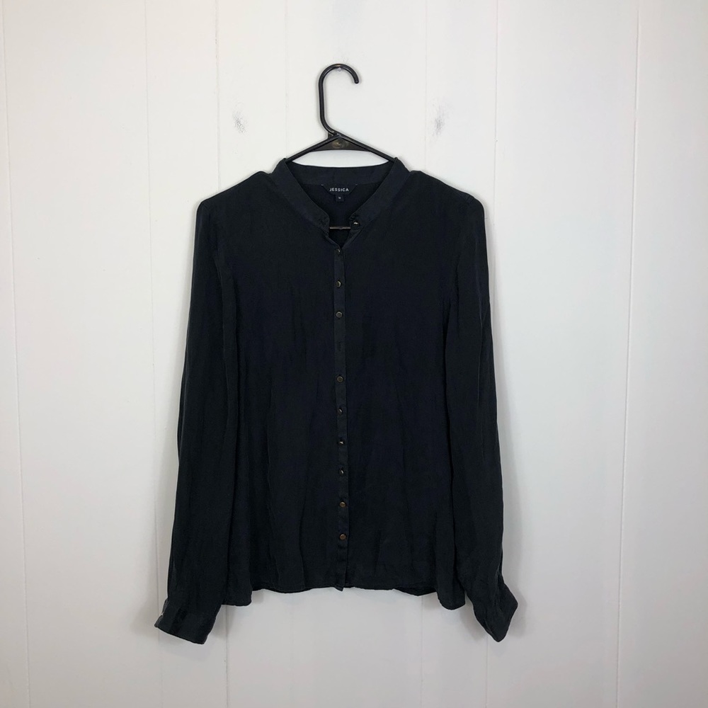 Jessica 100% Silk Button Down Blouse Sz S